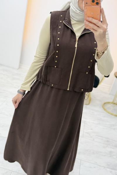 Lora Etekli Takım Kahverengi