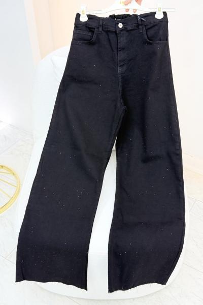 Pop Taşlı Kot Pantolon Siyah