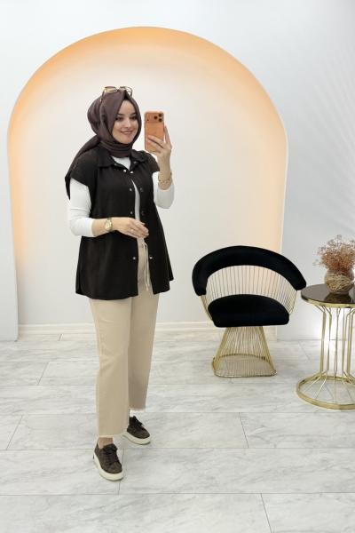 Magazin Tensel Yelek Kahverengi