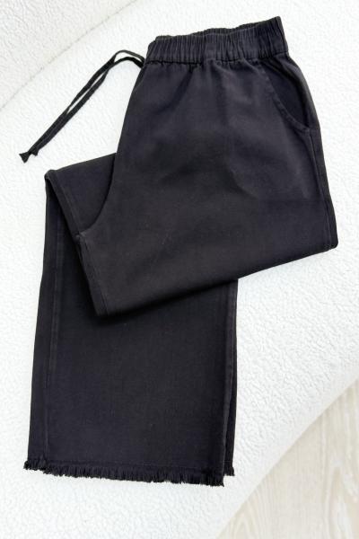 Püskül Tensel Pantolon Siyah