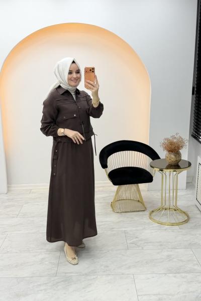 Melina Etekli Takım Kahverengi