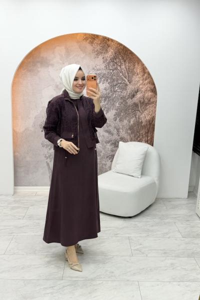 Lalin Ceketli Elbise Mürdüm