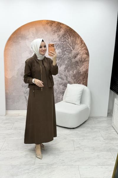 Lalin Ceketli Elbise Kahverengi