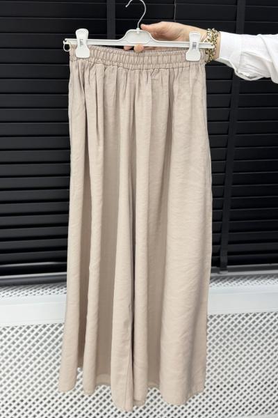 Modal Bol Paça Pantolon Taş Rengi