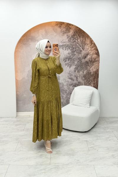 İzelin Elbise  Yağ Yeşili