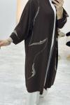 Ayşe Akay Taşlı Kimono Kahverengi