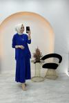 Gizem Şifon Detaylı Etekli Takım Saks Mavisi