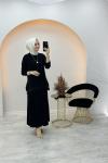 Gizem Şifon Detaylı Etekli Takım Siyah