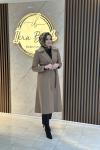 İthal Kürklü Gabardin Trenç Kaşe Sütlü Kahve