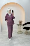 Kapişonlu Tensel Kot Takım Gül