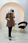 Leopar Astar Detaylı Blazer Ceket Kahverengi