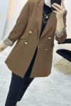 Leopar Astar Detaylı Blazer Ceket Kahverengi