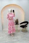 Merwish Ebruli Elbise Ekru Pembe