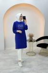 Önü Taş Detaylı Swet Saks Mavisi
