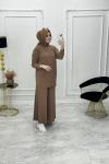 Pliseli Sandy Takım Sütlü Kahve