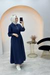 Poplin Elbise Lacivert