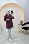 Püskül Detaylı Gömlek Bordo
