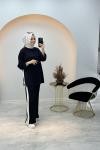 Şerit Detaylı Spor Takım Siyah