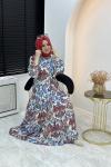 Merwish Yaz Elbise Lacivert Kırmızı