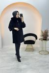 Broşlu Angora Kaban Siyah