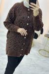 Leopar Desen Hırka Kahverengi