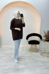 Taş Yaka Yumoş Tunik Kahverengi