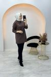 Cemre File Detaylı Tunik Kahverengi