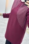 Cemre File Detaylı Tunik Bordo