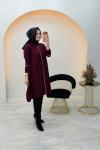 Çizgi Detaylı Panço Tunik Bordo