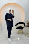 Kapitone Üçlü Takım Lacivert