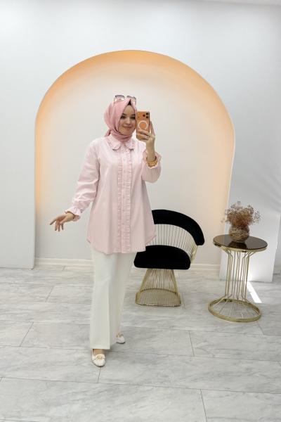 Fırfırlı Gömlek  Pembe