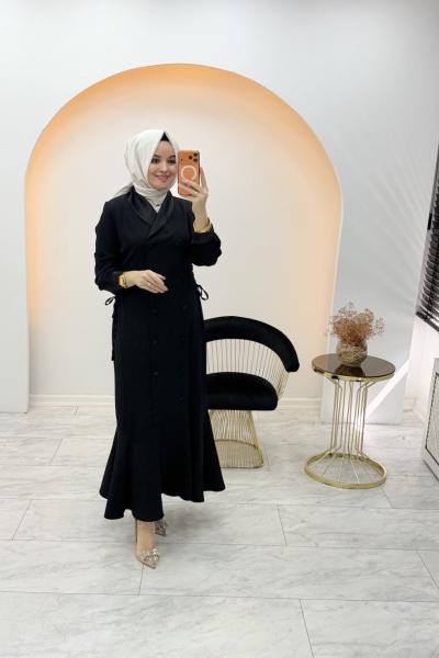 Elsa Düğmeli Elbise Siyah