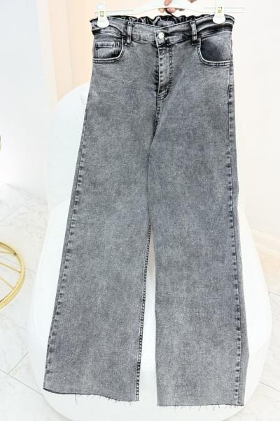 Pop Taşlı Kot Pantolon Gri