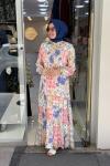 Merwish Vintage Vual Elbise Fuşya