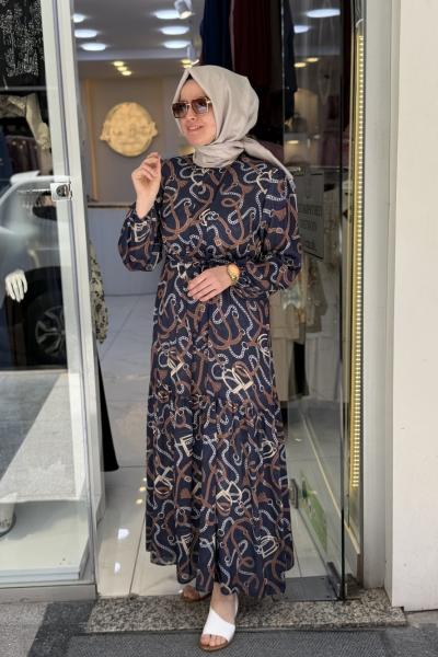 Merwish Saden Elbise Lacivert