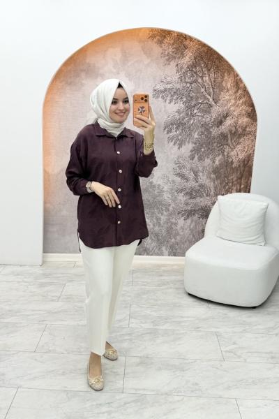 Jakarlı Gömlek Mürdüm