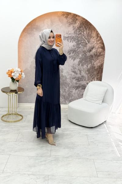 Elvina İthal Elbise Lacivert