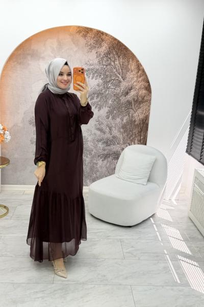 Elvina İthal Elbise Kahverengi