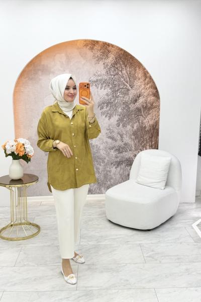 Jakarlı Gömlek Yağ Yeşili