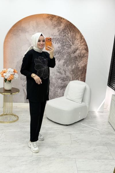 Ferya Taşlı Takım Siyah