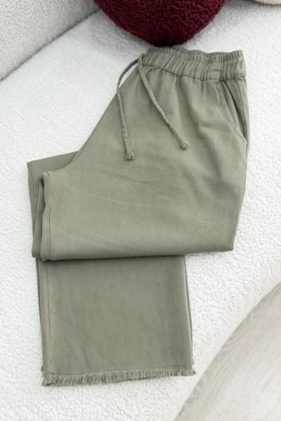 Püskül Tensel Pantolon Yeşil
