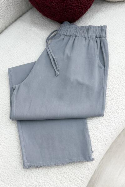 Püskül Tensel Pantolon Gri