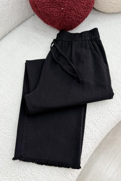 Püskül Tensel Pantolon Siyah